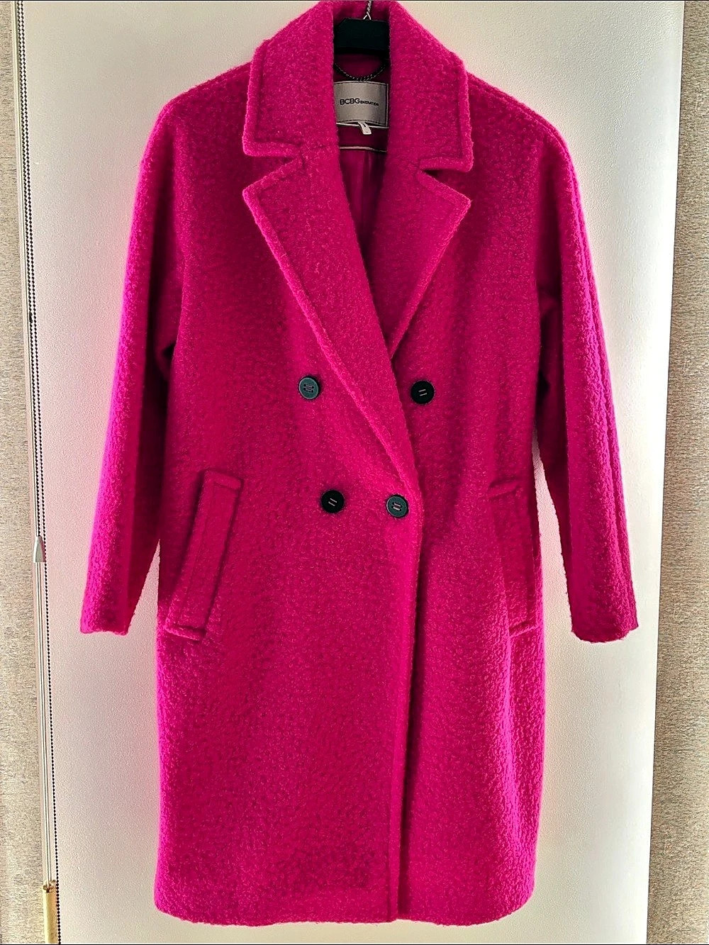 BCBG Generation Double-Breasted Coat in Pink Size Large Like New